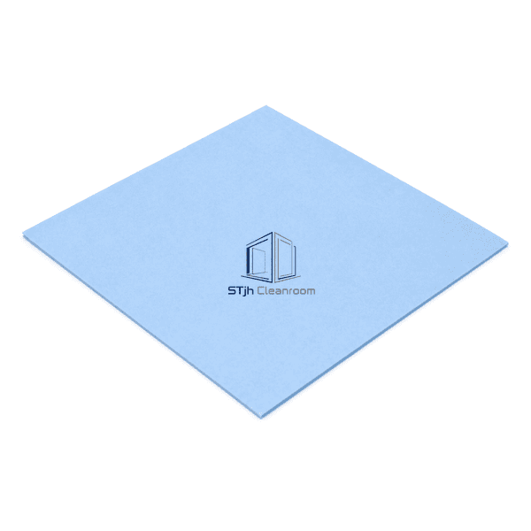 One complete square cleanroom wiping paper sheet laid flat with four crisp clean-cut corners