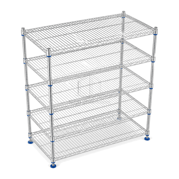 Elevated view of electropolished open-wire shelf pattern