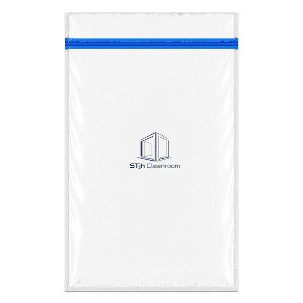 Transparent LDPE zipper bag standing upright with full front outline