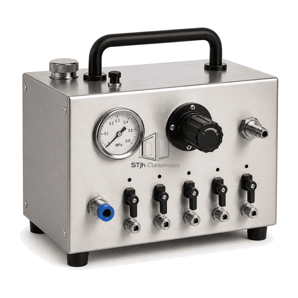 Cold aerosol generator compressed-air manifold and aerosol outlet detail