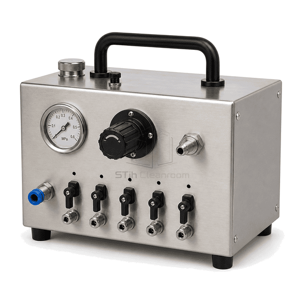 Cold aerosol generator side view showing reservoir and carrying handle