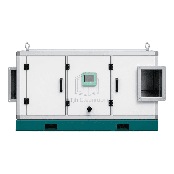 Front view of compact AHU access panels and controller