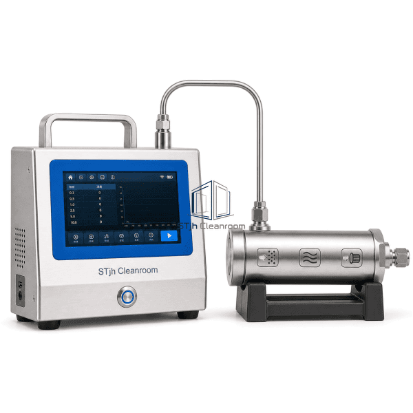 Compressed air particle counter complete horizontal test arrangement