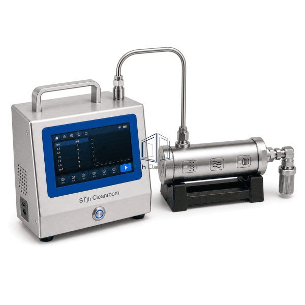 Compressed air particle counter high-pressure diffuser connection detail