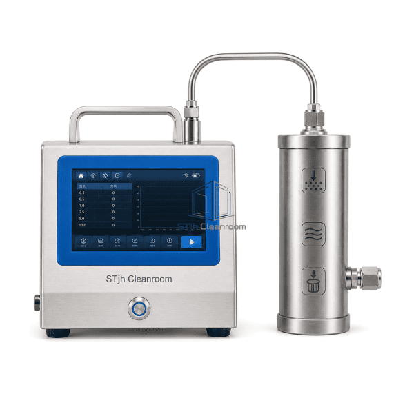 Compressed air particle counter full front view with diffuser