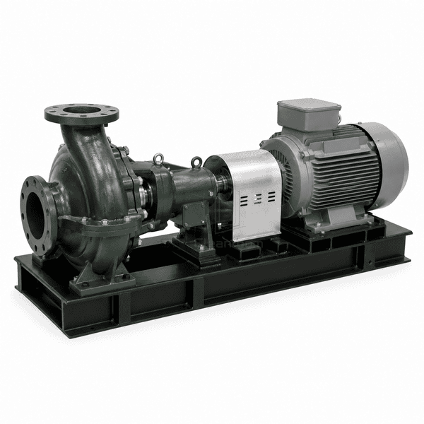 Opposite high view of the complete cooling-water pump set