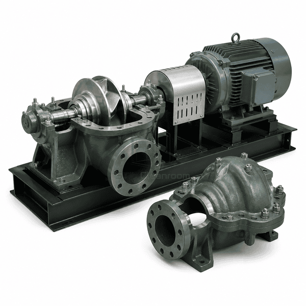 Cooling-water pump with upper casing removed to reveal the impeller