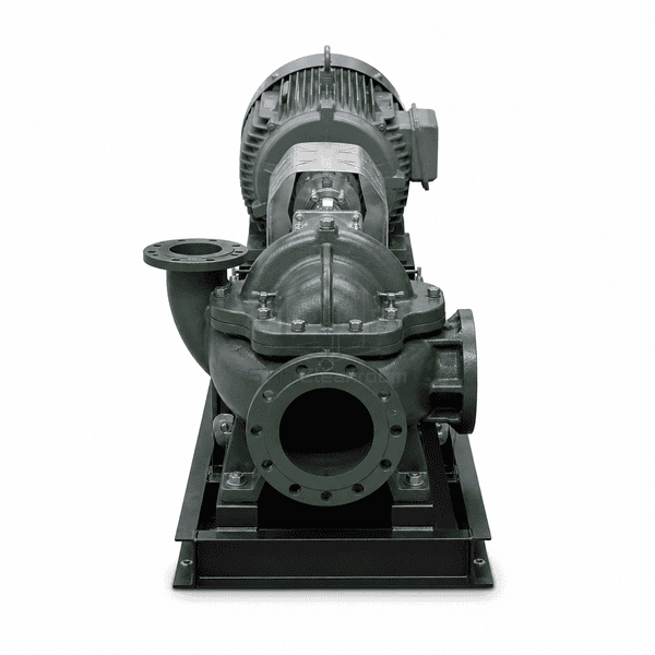 End view of the split-case pump suction flange