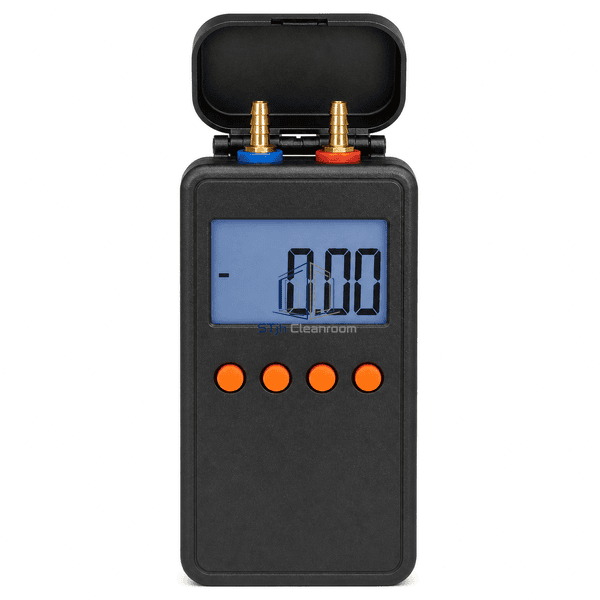 Digital manometer straight front view showing display and keys