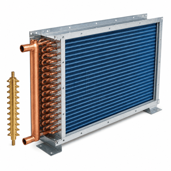 DX cooling coil with distributor guard removed