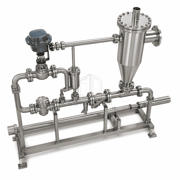 High rear view of separator valve trap and lance