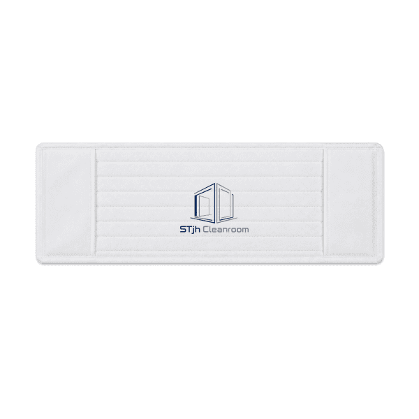 Horizontal full view of the white single-use cleanroom mop pad