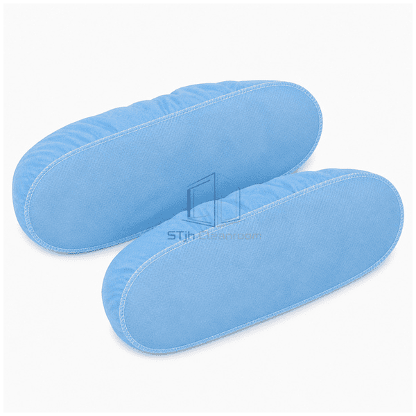 Disposable overshoes showing enclosed bottom and perimeter seam