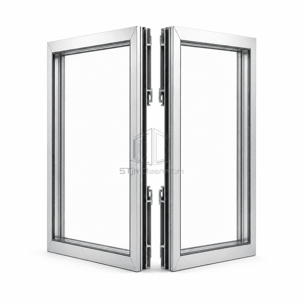 Hooked aluminum frame and four-millimeter joint on a double-glazed partition