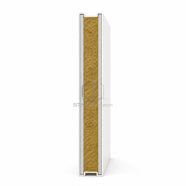 Side section showing two MgO boards around the rock wool core