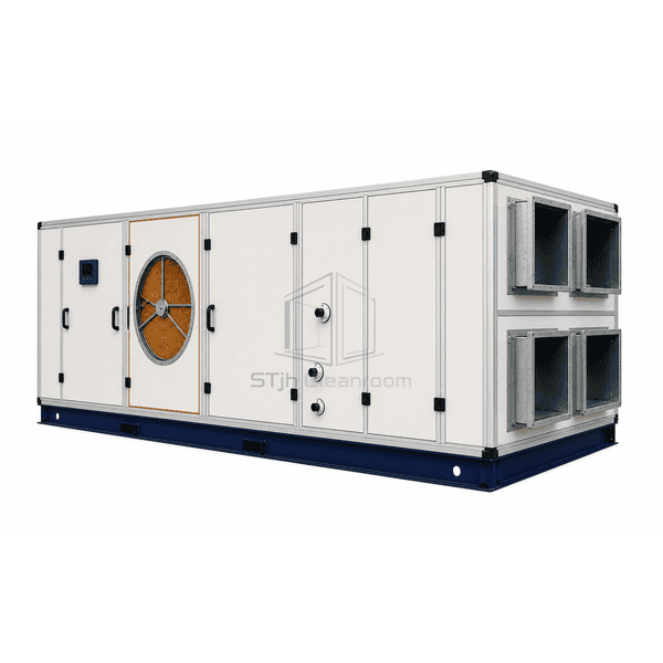 Complete long dry room air handling and dehumidification unit