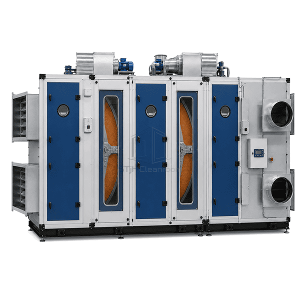 Front elevation of the integrated dry-room recirculation and dehumidification system