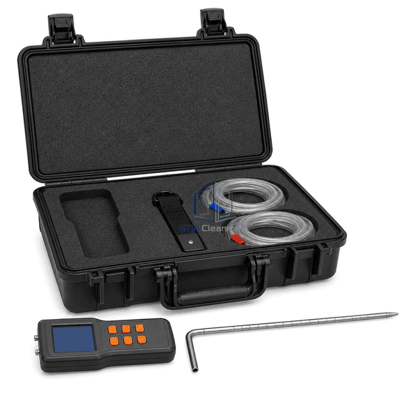 Duct airflow meter and Pitot tube arranged horizontally