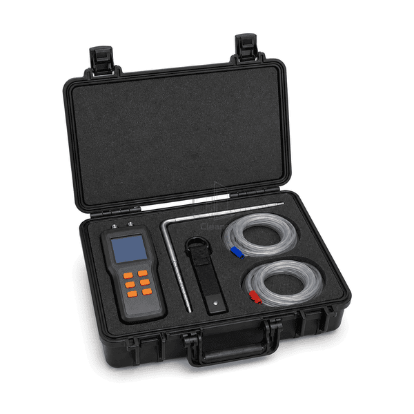 Duct airflow test kit pressure tubing and probe connection detail