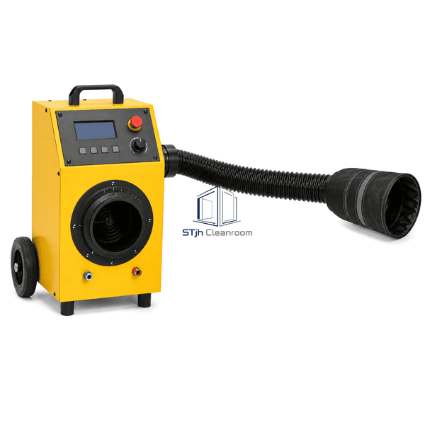 Duct leakage tester horizontal hose connection setup