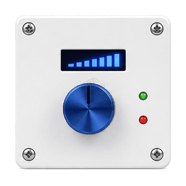 Front view of local FFU speed controller setpoint knob display and status light