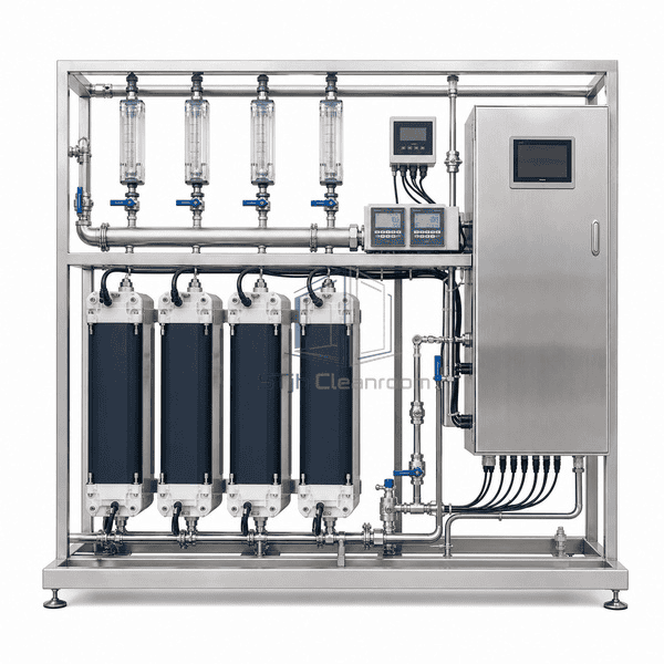 EDI water purification system straight front module layout