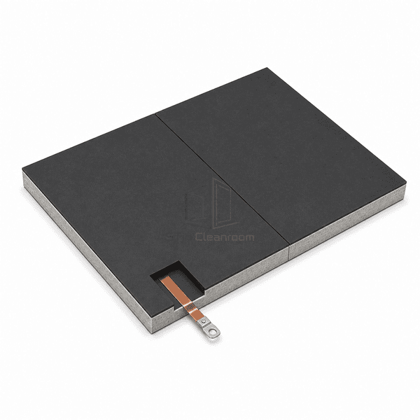 Heat-welded conductive PVC sheets with exposed copper grounding strip and lug