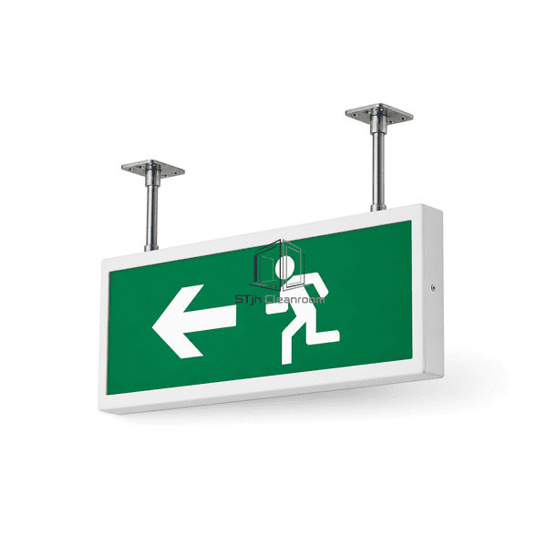 Complete horizontal presentation of single and double face exit sign geometry