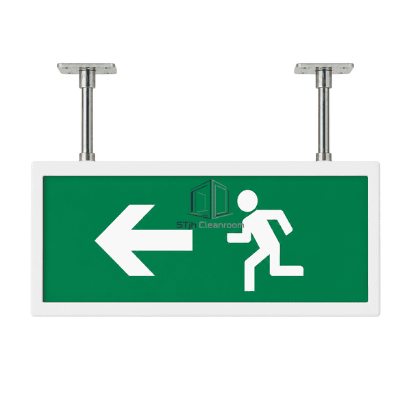 Front view of the illuminated emergency exit legend