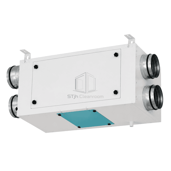 Opposite underside angle of complete suspended ERV cabinet with sealed round ports