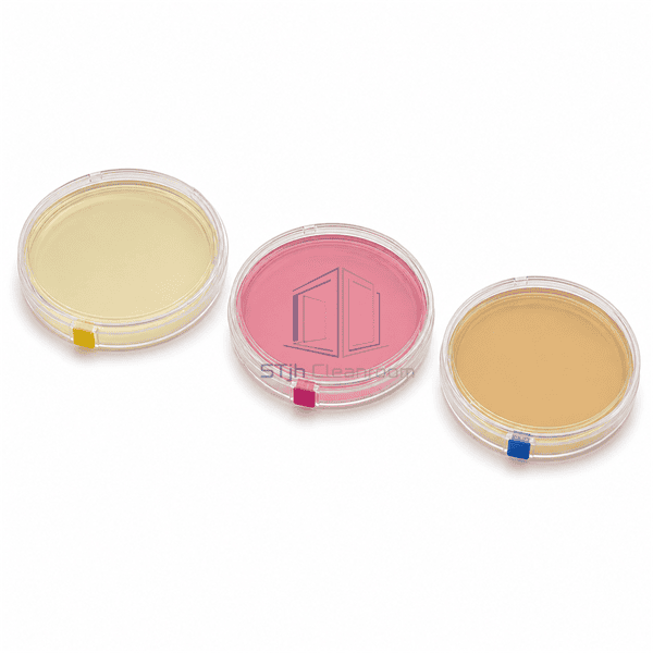 TSA SDA and neutralizing prepared media plates arranged horizontally