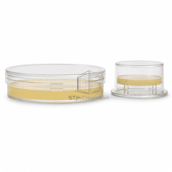 Side profiles showing agar depth in settle and contact culture media plates
