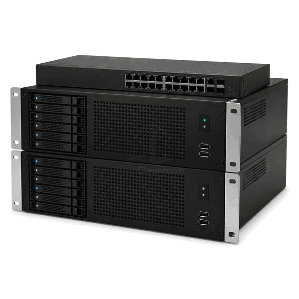 Horizontal arrangement of primary monitoring server, standby server and network switch