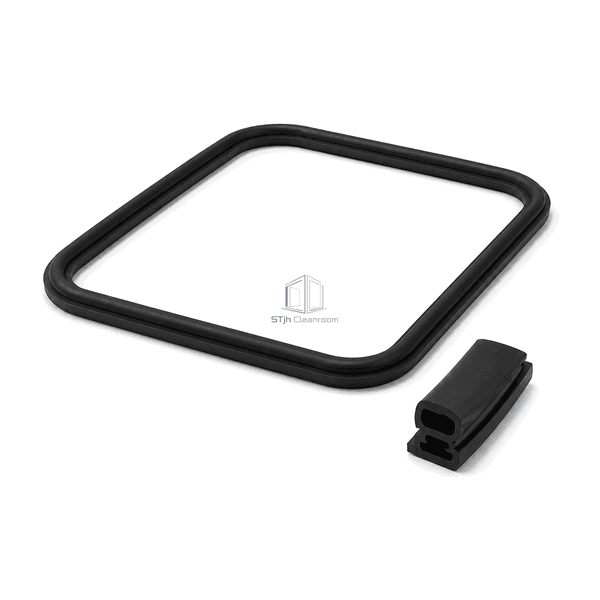 Reverse view of the EPDM gasket showing a corner splice and sealing profile