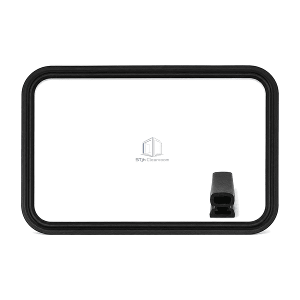 Upright front view of the EPDM closed-loop gasket and hollow section sample