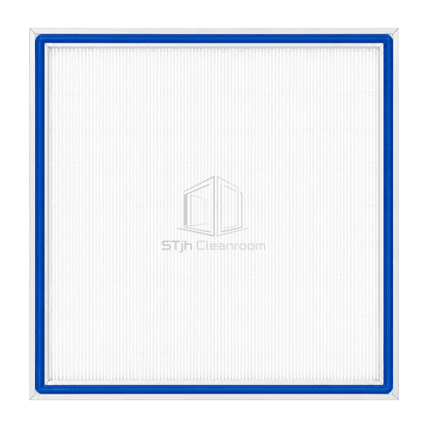 Upright front view of white ePTFE mini-pleat HEPA panel