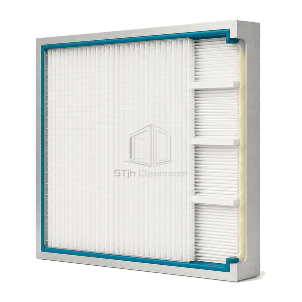Side cutaway revealing supported PTFE membrane mini-pleats
