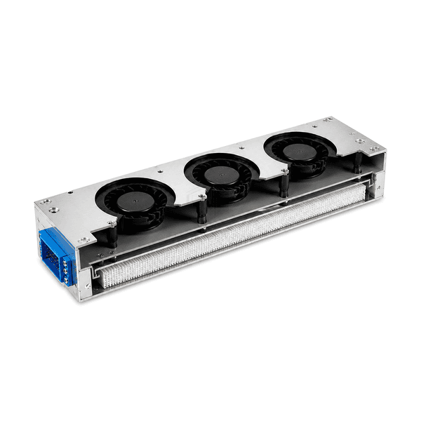 Sectional side view showing slim EC fans isolation pads and low-depth ULPA pack