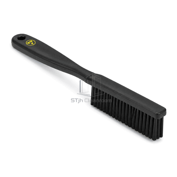 Complete ESD brush view emphasizing molded head and conductive bristle joint structure