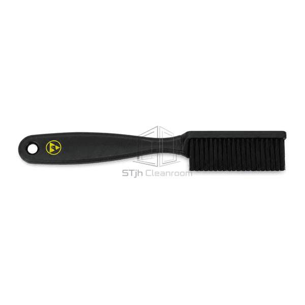 Overhead front view of complete ESD brush showing bristle block and hanging hole