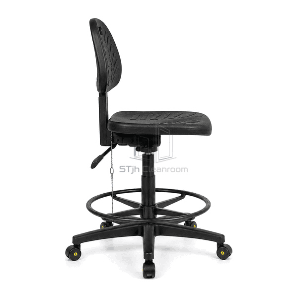 esd-chair-side-profile.jpg` — `Side profile of ESD chair showing backrest support, pneumatic column and conductive casters