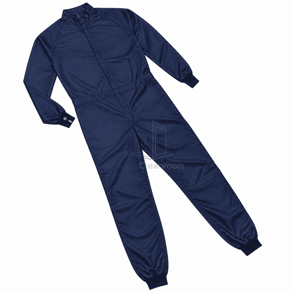 ESD cleanroom garment laid flat with complete conductive construction