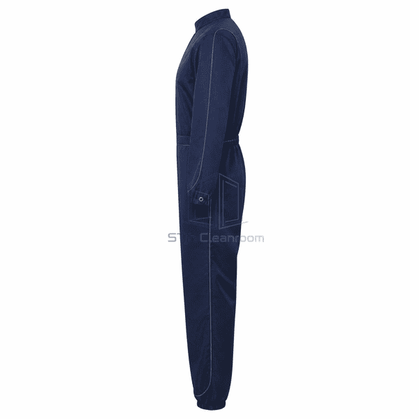ESD cleanroom garment side profile showing conductive grid panels