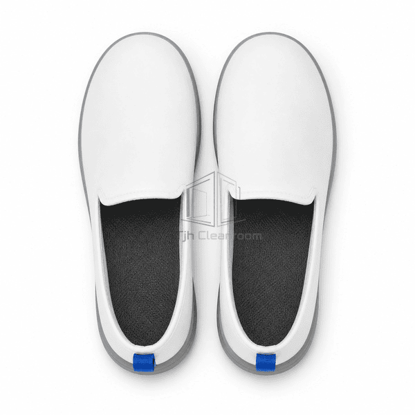 Top view of ESD shoe openings and gray conductive insoles