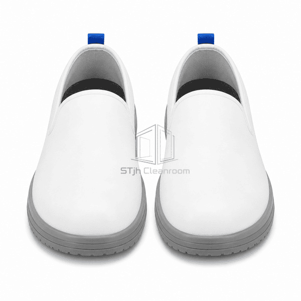 Front view of lace-free ESD cleanroom shoes