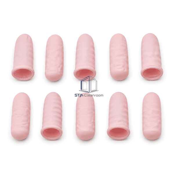 Overhead arrangement of ESD finger cots showing tips and cuff openings