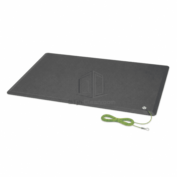 esd-floor-mat-beveled-edge-profile.jpg` — `Low side view of ESD floor mat showing textured surface and beveled edge
