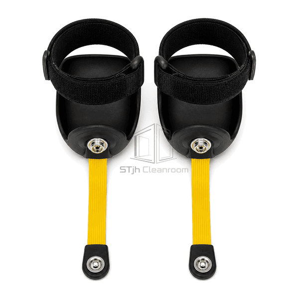 Overhead view of complete paired ESD heel grounders and straps