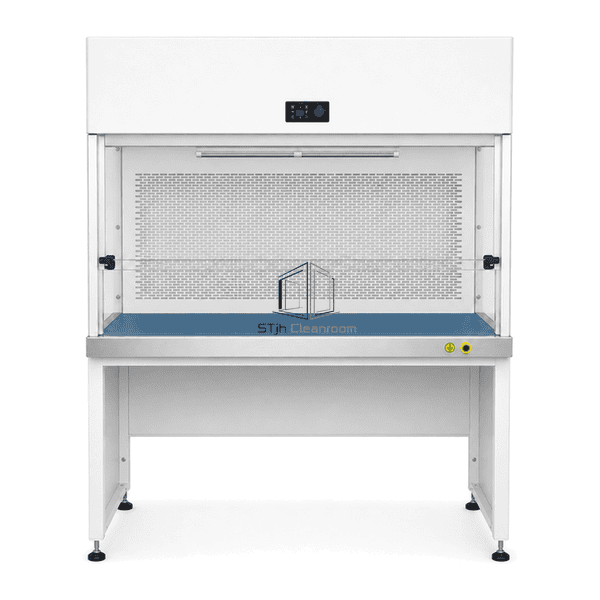 Front view of the ESD clean bench with grounding terminals and ionizer