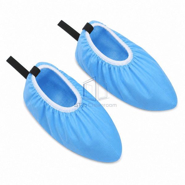 ESD shoe cover pair showing elastic openings and black heel tabs